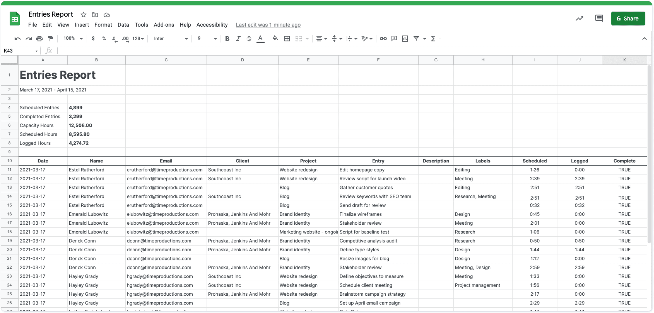 Simple drag and drop interface for connecting Google Sheets tasks in HourStack
